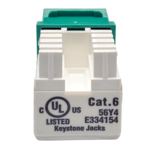 TRIPP LITE Cat6/Cat5e 110 Style Punch Down Keystone Jack Green TAA GSA (N238-001-GN)