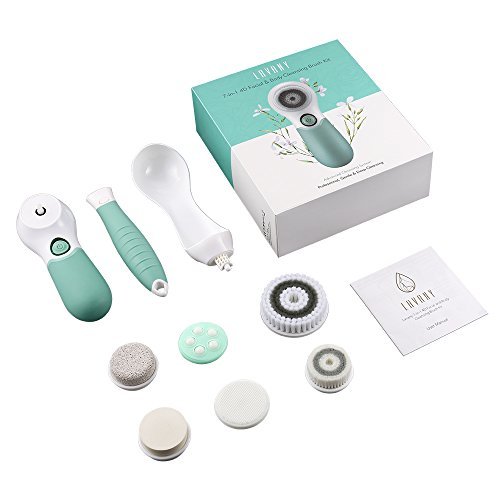 Facial Cleansing Brush, 7-in-1 Waterproof Portable Wireless Charging Cleaning brush with 2 Speed Settings for Skin Care (Green) - Thumbnail 6