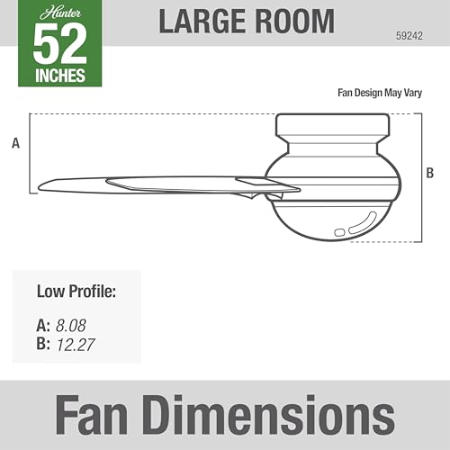 Hunter 59242 Contemporary Modern 52``Ceiling Fan from Dempsey Collection in White Finish,