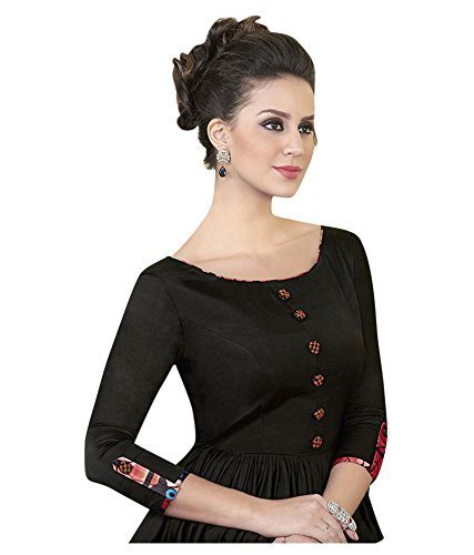 parul fashion women's crepe stitched gown with duppata (free size) black