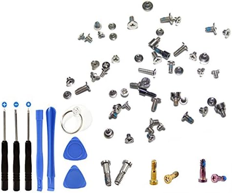 Replacement Screws Compatible with iPhone 6s Plus,Complete Full Screw Set Kit with Each 2 Pcs Bottom Pentalobe Screws (White/Black/Gold/Rose Gold) and Screwdrivers Kit Included