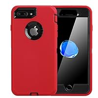 AICase iPhone 8 Plus/7 Plus Case, [Heavy Duty] [Full Body] Tough 4 in 1 Rugged Shockproof Cover with Built-in Screen Protector for Apple iPhone 8 Plus/7 Plus (Black/Red)