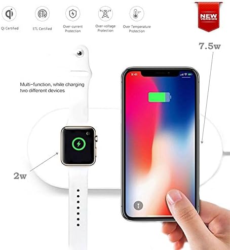 Qi Wireless Charger for Apple iWatch, Wireless Charging Pad Stand for Apple Watch 3/2, iPhone X, iPhone 8/8Plus, Samsung Galaxy S8/S8+ S7/S7 Edge Note 8 Note 5 &amp; all Qi-Enabled Device