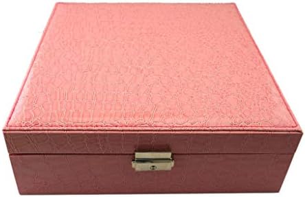 XFPINK Jewellery Box Storage Leather Tray Jewelry Case 2 Layer Small Display Organiser Portable for Earring Ring Necklace Bracelet Box
