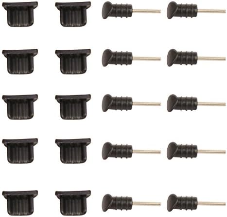 stargoldenbell Android Cell Phone Dustproof Dust Plug Stopper Set Ear Jack Micro USB Port Cap, 10pcs, Black