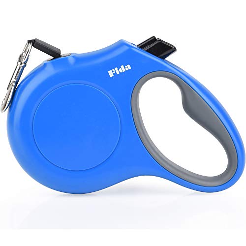 Fida Retractable Dog Leash, 5m Heavy Duty Pet Walking Leash for Small/Medium Dog up to 20kg, Tangle Free. One-Hand Brake (Medium, Blue)