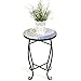Giantex Outdoor Side Table, Mosaic Patio Table, 14inch Accent Table Plant Stand, Ceramic Tile Top Metal Frame, Small End Table Porch Beach Patio Garden Balcony Poolside