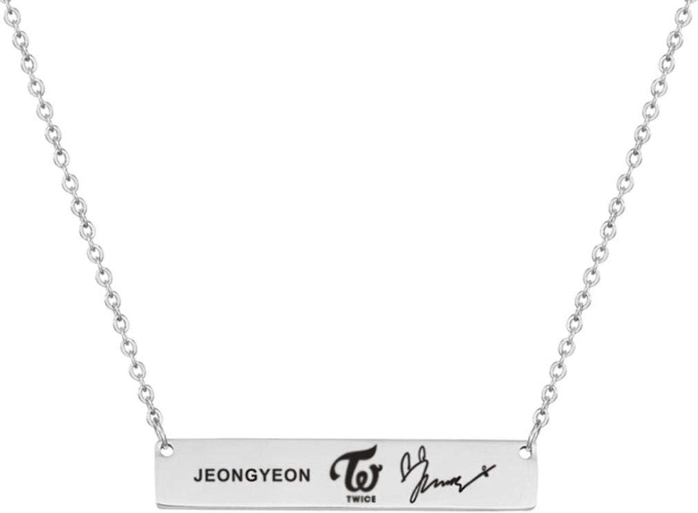 Kpop Twice Stainless Steel Signature Lettering Pendant Necklace Clavicular Chain Boys Girls Couple Necklace Hot Gifts for Fans