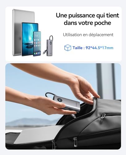 Station d'accueil, 6 en 1 Hub USB C avec HDMI 4K@30Hz, PD 100 W, 4 Ports USB 5Gbps, Adaptateur USB C vers USB 3.0 Compatible avec MacBook Pro Air XPS HP