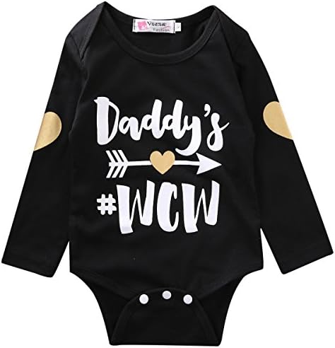 Newborn Baby Boy Girl Daddy's Arrow Wcw Print Long Sleeve Cute Romper (12-18months, Black)