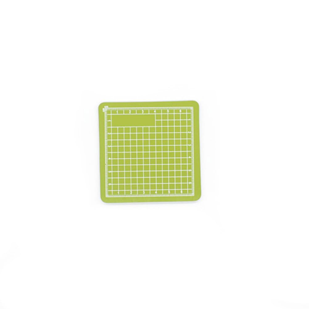 Operitacx Mini Self-Healing Cutting Mat for DIY Crafts, 8x8cm Mint Green PVC Cutting Pad, Reversible with Grid Markings for Sewing, Fabric Cutting, and Model Making