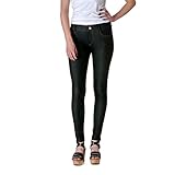 Womens Pull On Cotton Blend Color Jeggings, Dark Black, Medium/Large