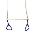 21 Inch Trapeze Swing Bar with BLUE Rings - 5 Foot Adjustable Rope Swing Set Accessories