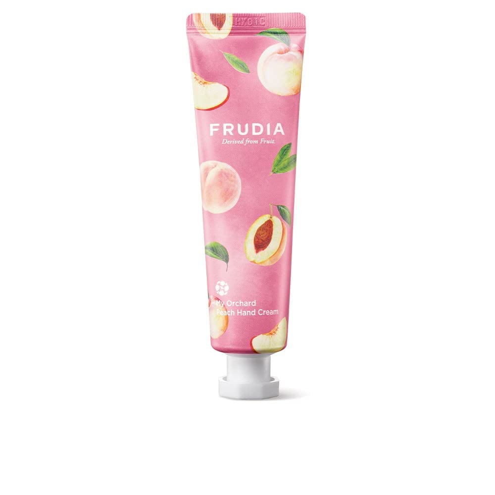 FRUDIA. My Orchard Hand Cream. Peach Extract. Moisturizing and nourishing. Soothes the skin. Fruity scent. Creamy texture. Non-sticky feel. Content 30 g.