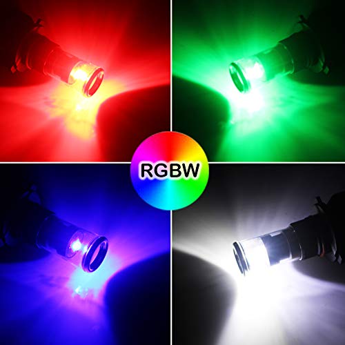 GTINTHEBOX 2PCS Multi-Color RGBW LED Fog Light Driving DRL Lamp Bulb Kit - Wireless Smartphone App-Controlled Bluetooth (H10/9140/9145/HB3/9005/9006)