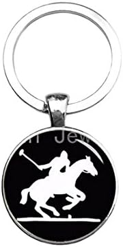 CUZSTX1OM1 Polo Sport Keychain Simple Black White Style Horse Player Art Silhouette keying