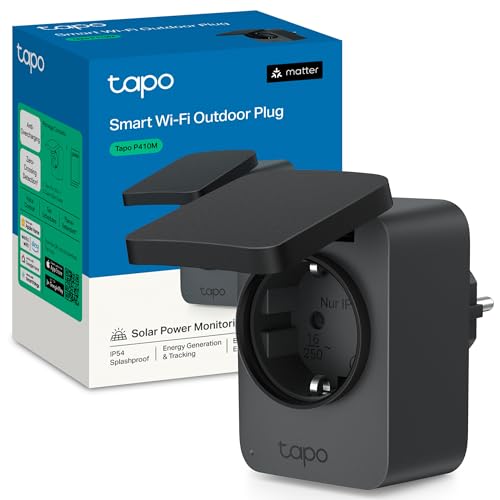 P410M – Enchufe Inteligente Exterior WiFi con Matter, IP54 Resistente al Agua, Monitor de Energía, Control por Voz y App, Programable (16 A / 3680 W)