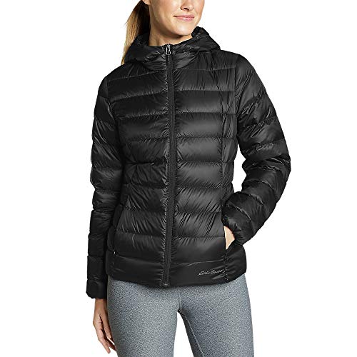 Eddie Bauer Women's CirrusLite Down Hooded Jacket, Black Regular S