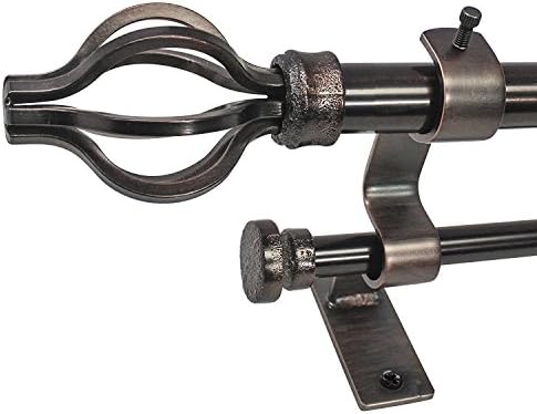 Beme International North Branch 3/4-Inch Cage Telescoping Double Drapery Rod Set, 18 to 36-Inch, Oiled Bronze