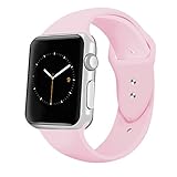 iGK Sport Band Compatible for Apple Watch 42mm, Soft Silicone Sport Strap Replacement Bands Compatible for iWatch Apple Watch Series 3, Series 2, Series 1 42mm Pink Sand Large