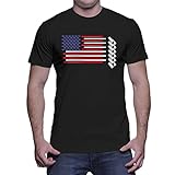HAASE UNLIMITED Mens American Flag Made with Hockey Sticks and Puck T-shirt