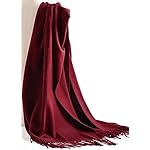 Womens Lambswool Shawl, Winter Warm Wool Wrap Scarf Stole Large Size 78"x 28" (5 Colors)