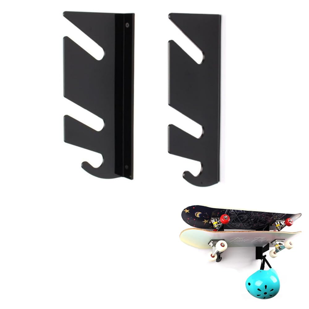 YGMXZL 2 Pack Skateboard Wall Mount,Skateboard Hanger for Skateboard Deck Display and Storage,for Longboard,Skis,Nowboards,Water Skis and Electric Skateboard (2 Boards)