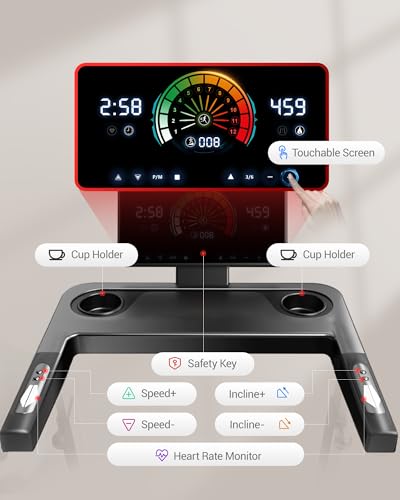 Treadmill with 20% Auto Incline 14KM/H 3.5HP Large Running Machine for Home | Full Foldable Treadmills 180KG Capacity for Heavy People Quiet Electric Jogging Running with Intelligent LED Touch Screen
