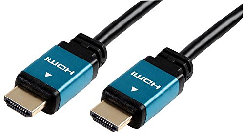Pro Signal PSG04097 HDMI Lead with Ethernet, Male to Male, Blue Metal Heads, 1m, Black