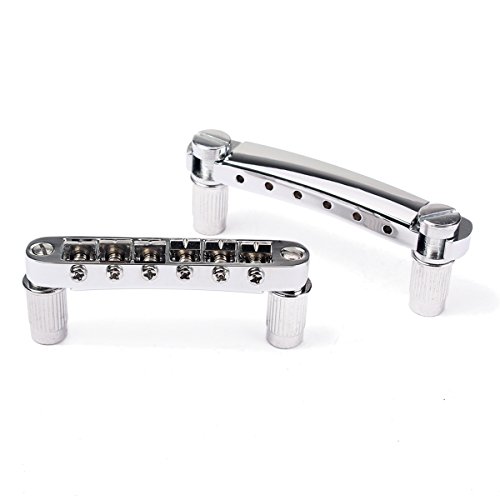 image for WINOMO Chrome Roller Saddle Bridge Tune-o-matic Guitar for Gibson Les 