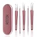 AMTOK Blackhead Remover Kit Curved Blackhead Tweezers Kit Pimple Comedone Extractor Tool Set Dermatologist Grade Kit Treatment for Blemish , Zit Popper (Tweezers Kit Rose Gold)