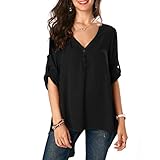 Womens Irregular Button Down Chiffon Blouses Loose
