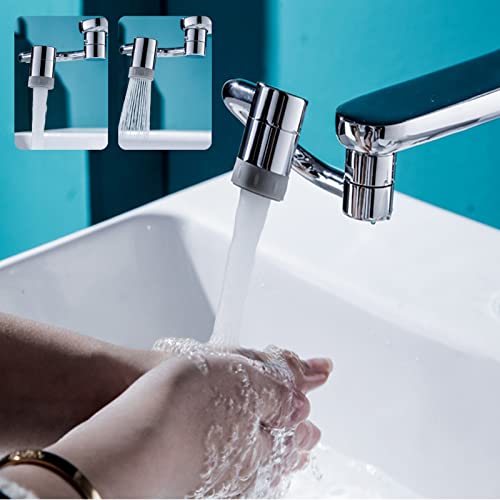 1080 Degree Rotatable Faucet Aerator,Swivel Faucet Attachment,Universal Large Angle Swivel Faucet Sink Face Wash Attachment With 2 Sprayer Modes Splash Bathroom Sink Sprayer (Silver)