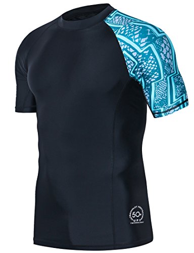 HUGE-SPORTS-Mens-Splice-UV-Sun-Protection-UPF-50-Skins-Rash-Guard-Short-Sleeves