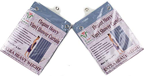 Venice Collections 2-Pack Heavy Duty 100% Water, Mold, Mildew Repellent, 10 Mil, Durable Shower Curtain Liner with Reinforced Header, Rustproof Grommets, Weighted Magnetic Hem Morning Glory