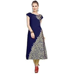 ZIYAA Women Women’s Blue Color Crepe Straight Kurta