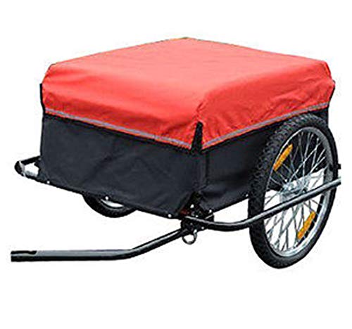 HOMCOM Fahrradanhänger Lastenanhänger Belastbarkeit max. 40 kg Transportanhänger Handwagen Lasten-Fahrradanhänger Rot+Schwarz Stahl Oxford 140 x 88 x 60 cm