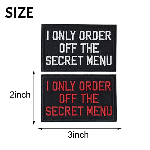 TACVEL 2Pcs I ONLY Order Off The Secret MENU Patch Embroidered Funny Badge Milltary Patch, Hook & Loop Patch for Caps, Backpacks, Clothes, Vest, Military Uniforms, Tactical Gears Etc