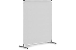 STEELAID Steel-AID 50-inch Rolling Privacy Room Divider - Freestanding Office Wall Partition with Non See-Through Blackout Screen - Sturdy & Durable Iron Frame - Rolling Wheels - Black, White, Gray & Blue