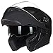 ILM Motorcycle Dual Visor Flip up Modular Full Face Helmet DOT 6 Colors Model 902 (S, Matte Black)
