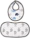 Bacati Elephants Muslin 4 Piece Set of Burpies or Bibs, Blue/Grey