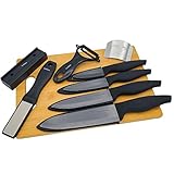 Ceramic Knife Set Kitchen Knives - Bamboo Cutting Board File Sharpener Peeler Finger Guard