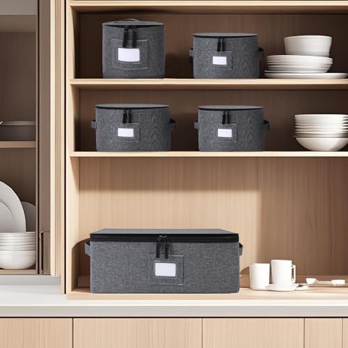 Gugxiom 5 Piece Hard Shell Dish Organizer, Organizador de vajilla para Transporte Moving Party, Almacenamiento de Porcelana para Guardar Platos de Cena, Platos de Ensalada, Tazas