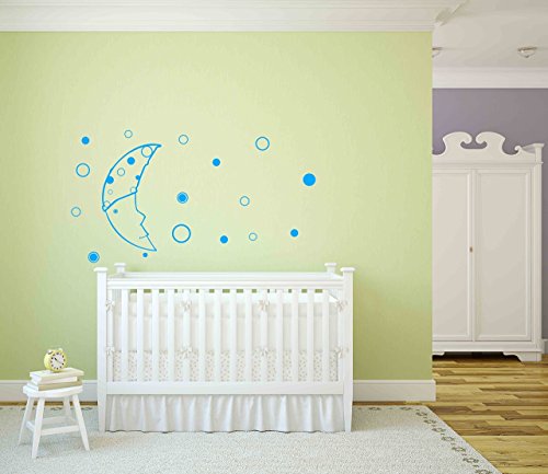 Moon and Stars Stickers Baby Nursery Vinyl Decor, Children's Playroom, Bedroom Decoration