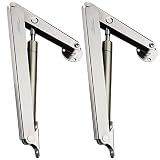 douper 200N/44lb Gas Springs Lid Support Hinge in Satin Nickel Lid Stay Hinge Support on Drop Lids of Desks Cabinets TATAMI Self Adjust Pack of 2