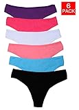 ABClothing Women's 6 Pack Cotton Stretch Thongs G String Panties Colors Vary L