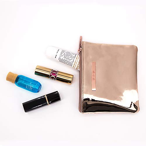 3pcs Zippered Toiletry Bags, U+U Makeup Bags Organizers Waterproof Cosmetic Bags for Women Girls, Glitter Gold