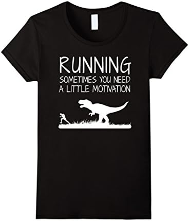 Women's Running Motivation Funny Trex Shirt Dinosaur Tee for Runners Medium Black