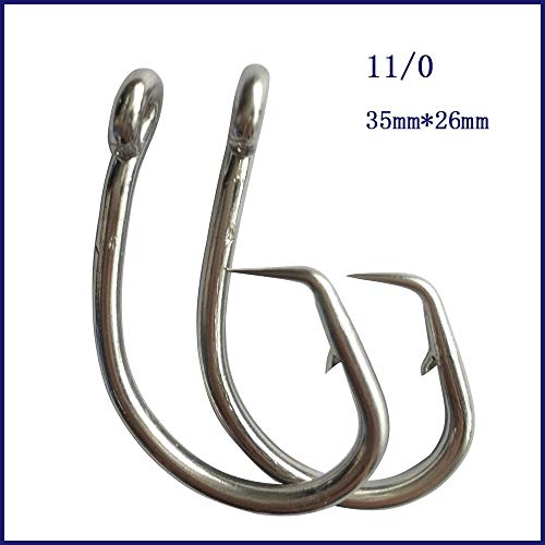 Lmeiqun, 11/0 Thon Mustad 50pcs Cercle Hameçon Thon En Acier Inoxydable Cercle Hameçon Harpon For La Pêche