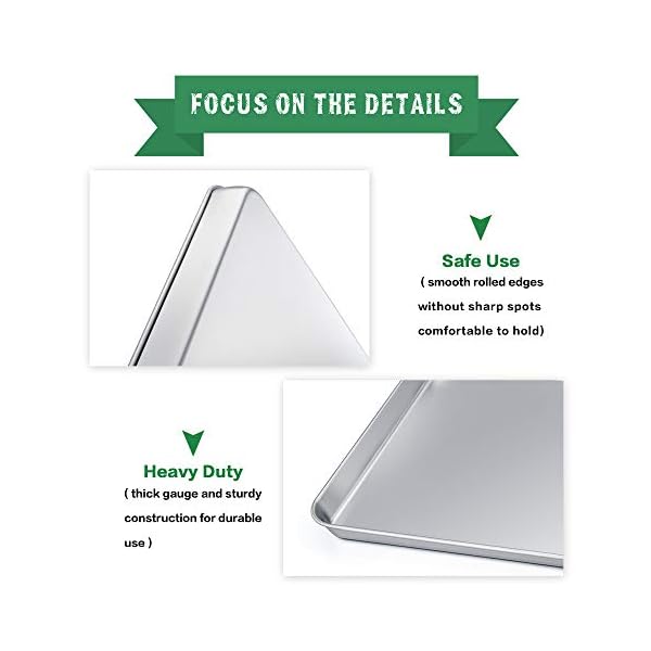 Baking Tray, Stainless Steel Baking Sheet Cookie Tray Professional, 40 x 30 x 2.5 cm, Non Toxic & Healthy, Mirror Finish…